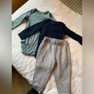 Infant boy’s long sleeve onesies (2) and sweatpants